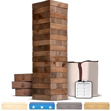 GoSports Giant Wooden Toppling Tower Includes Bonus Rules with Gameboard Made
