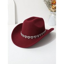 Cowgirl Cowboy Hat Rhinestone Heart Band Rodeo Western Country Festival Cap