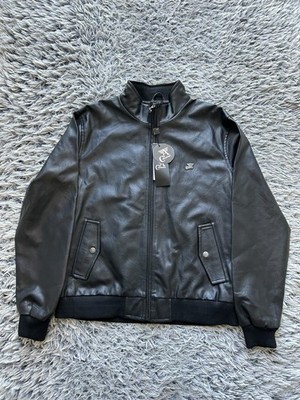 A Collezioni NWT Leather Jacket Mens 2XL Black Moto Biker Full Zip Bomber Armani