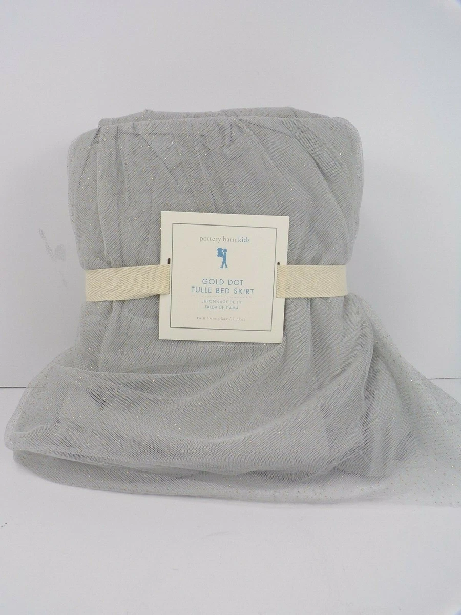 Pottery Barn Kids Gold Gray Got Tulle Bed Skirt Twin 1268