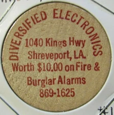 Vintage Diversified Electronics Shreveport, LA Wooden Nickel Token Louisiana #1