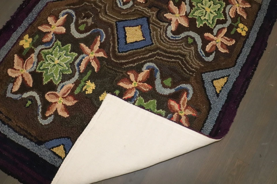 Antique American Hook Hooked Runner Rug Size 3'3''x10'7'' - Изображение 4 из 4