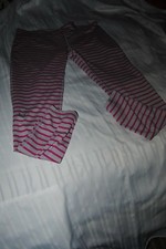 Image of Under Armour heat gear fitted women's pink/blue striped XL leggings NWT lot of 2