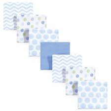 Luvable Friends Baby Boy Cotton Flannel Receiving Blankets, Blue Chevron 7-Pack