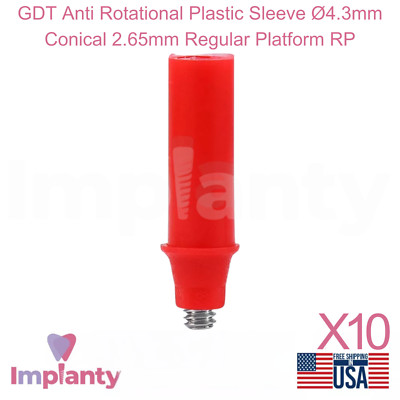 10x GDT Anti Rotational Plastic Sleeve Ø4.3mm Conical 2.65mm Regular Platform RP