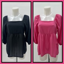 Ladies New Ex Dusk Smock Top With Tie To Back Size 8 10 12 14 16 18