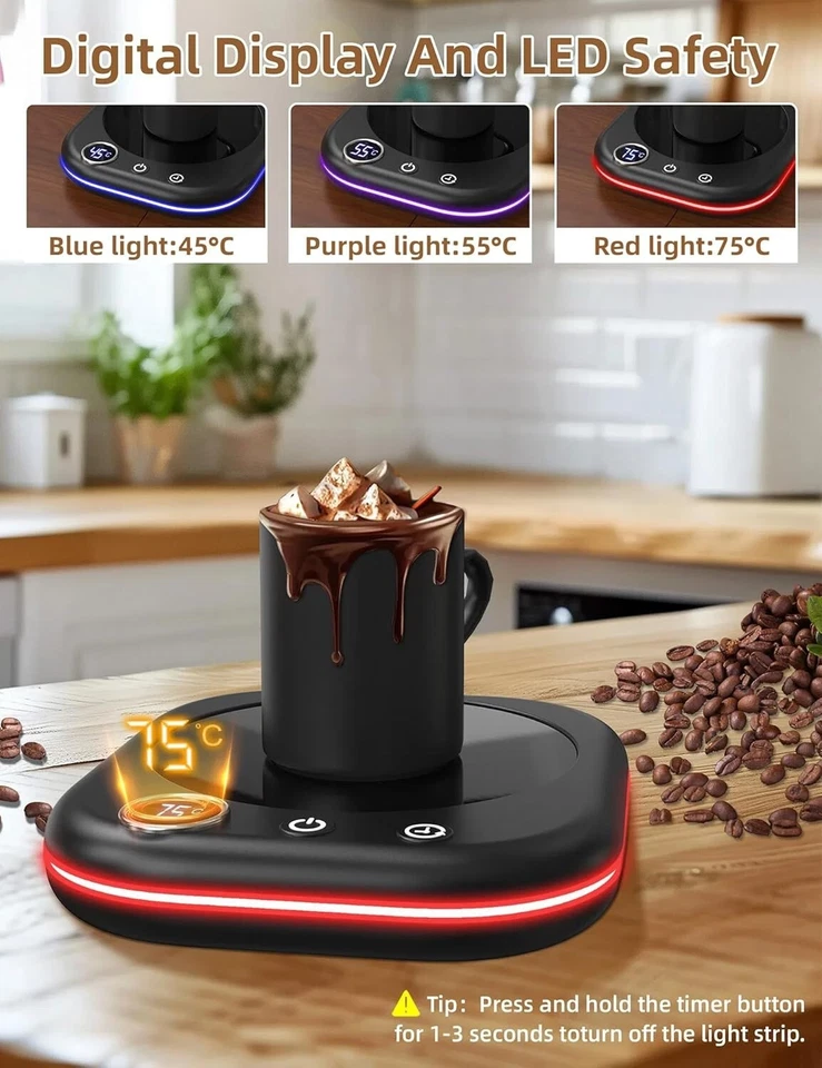 Cup Warmer Coffee Warmer for Desk with 3 Temperatures LCD 1-12h C494 - Image 3 of 4