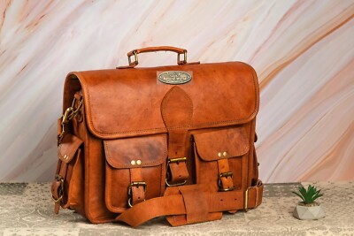 Tasche Leder Original Brown Herren Laptop Messenger Echt Aktentasche Vintage