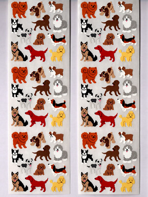DOG BREEDS (6) MINI 2''x2-1/8'' SHEETS scrapbooking SHEPHERD CHOW POODLE BEAGLE
