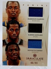 2012-13 Immaculate Triple Rookie Patches - Kawhi Leonard, Barnes, Faried /99 