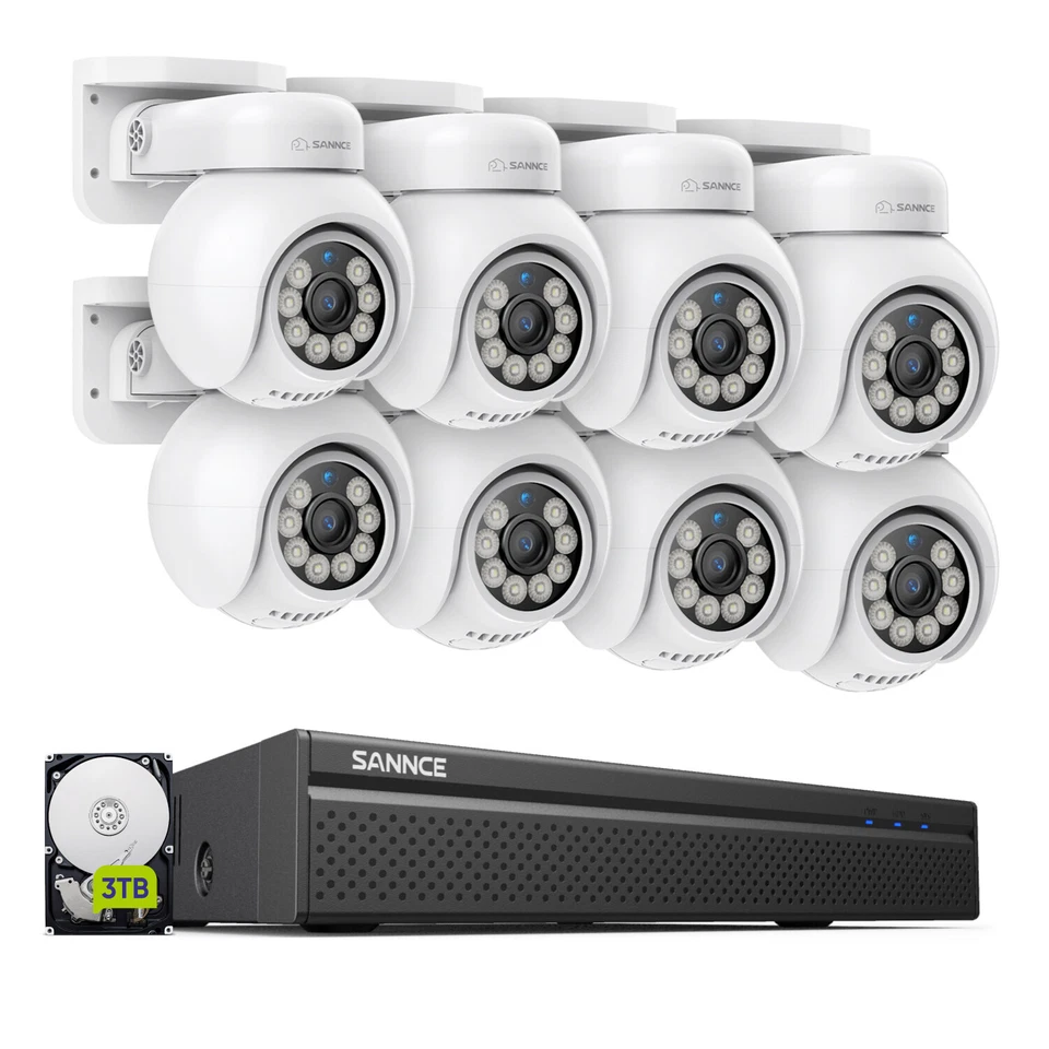 Sistema de cámara de seguridad SANNCE 8CH 4K NVR 8MP de audio bidireccional POE PT detección de IA Foto 2 de 4