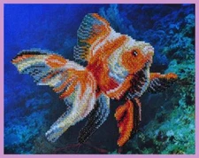 Bead embroidery kit Gold fish hand embroidery needlework kit