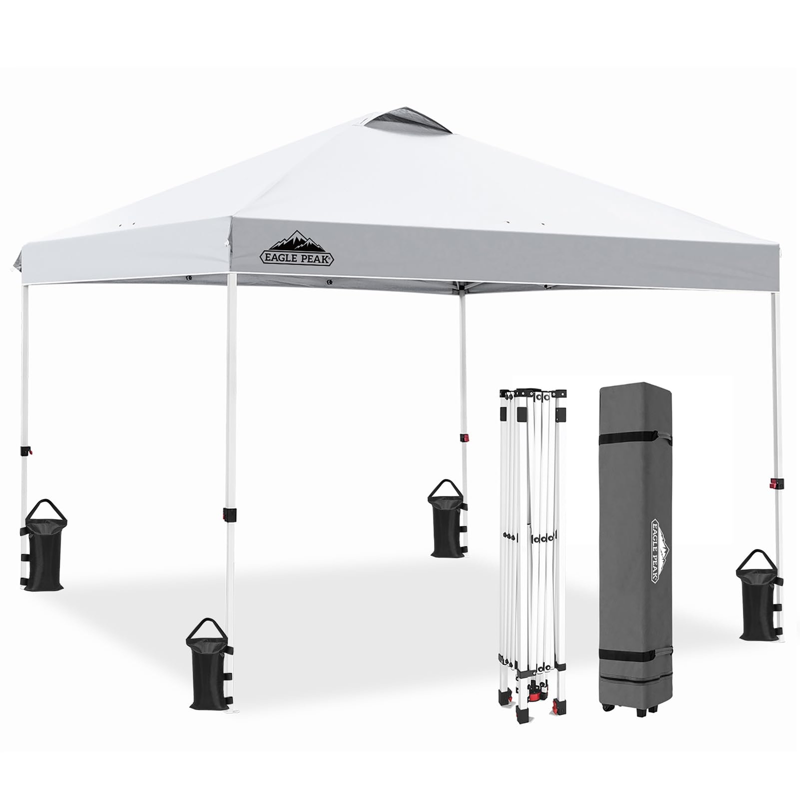 Pop Up Canopy Tent with Wheeled Carry Bag, 8 Stakes, 4 Ropes, 4 Weight Bags, ...