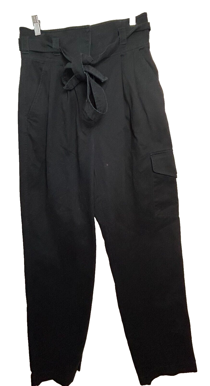 Aritzia Wilfred Free Womens Modern Utility Pants Black Heavy Weight Waist Tie Size 10