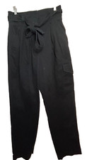 Aritzia Wilfred Free Womens 10 Modern Utility Pants Black Waist Tie Heavy Weight