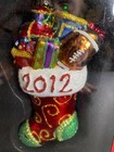 2012 Radko Glass Christmas Ornament Stocking Presents Sparkle Bright NIB Unused — photo 2