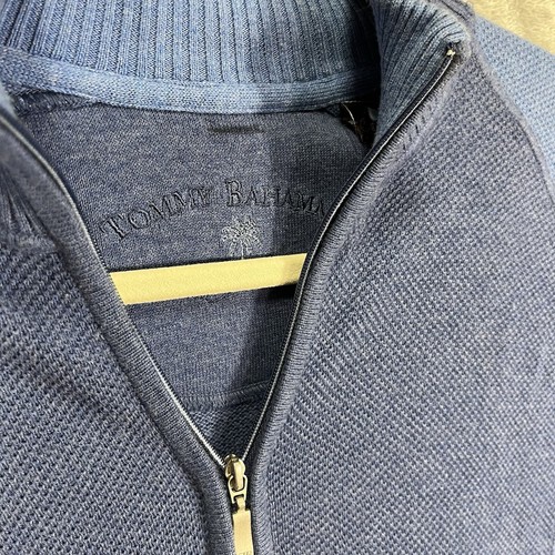 Tommy Bahama Shirt Men's Small TB18 Blue Cotton Waffle Sweater Gorpcore Golf Hip - Picture 4 of 13