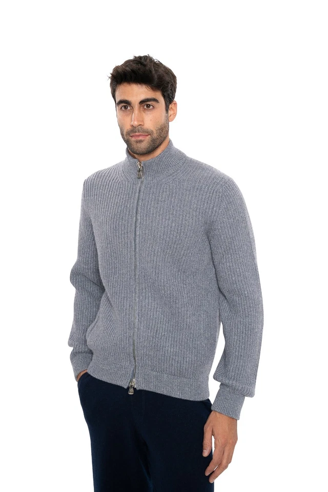 $2200 FEDELI Gris/Azul Cárdigan Chaqueta Cremallera 100% Cachemira Malfilè 40 EE. UU./50 UE Foto 2 de 4