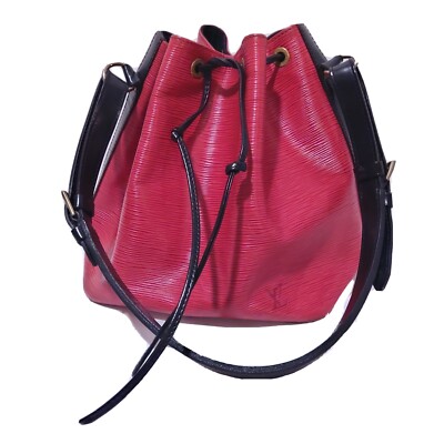 LOUIS VUITTON ノート レッド VTG 1989 LOUIS VUITTON PETIT NOE DRAWSTRING SHOULDER BAG BI
