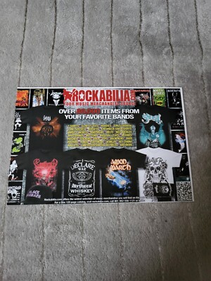 TPGM4 ADVERT 5X8 ROCKABILIA MUSIC MERCHANDISE - STICKERS. SLIM FIT TEES