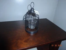 NEW COLONIAL TIN WORKS BLACK BIRD CAGE WITH VOTIVE HOLDER