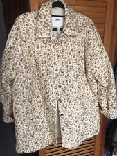 Object Quilted Shacket Floral Print Antique Gold Size 42 /12-14 Uk Size