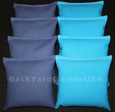 ALL WEATHER CORNHOLE BEAN BAGS Blue & Turquoise Resin Filled WATERPROOF 
