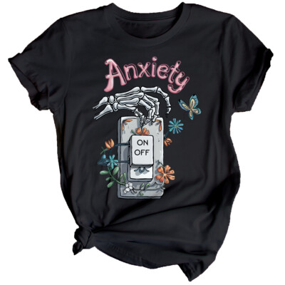 Damen T-Shirt Angstschalter Bewusstsein für psychische Gesundheit Oberteil Angst emotional #MHA