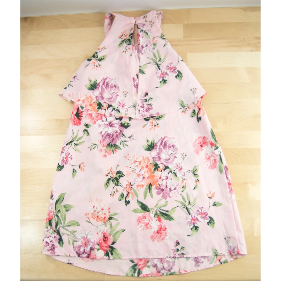 Vestido de verano Monteau niña rosa floral sin mangas sol 8 Foto 4 de 4