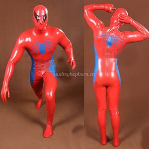 Full Body Catsuit Red Tights Cosplay Spiderman 100% Latex ...
