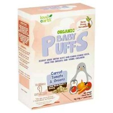 LOVE EARTH BROWN RICE BABY PUFF CARROT TOMATO ONIONS 10G X 4 , FREE SHIPPING