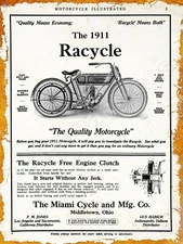 1911 Miami Cycle Co. Racycle Motorcycles New Metal Sign: Middletown, Ohio