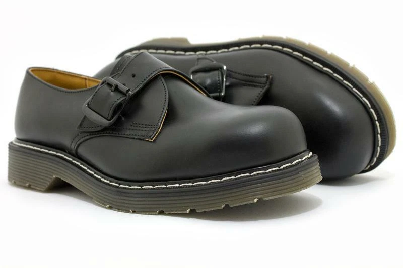 Solovair Nps Fabriqué En Angleterre 1 Boucle Embout en Acier Chaussure Noir - Photo 2/3