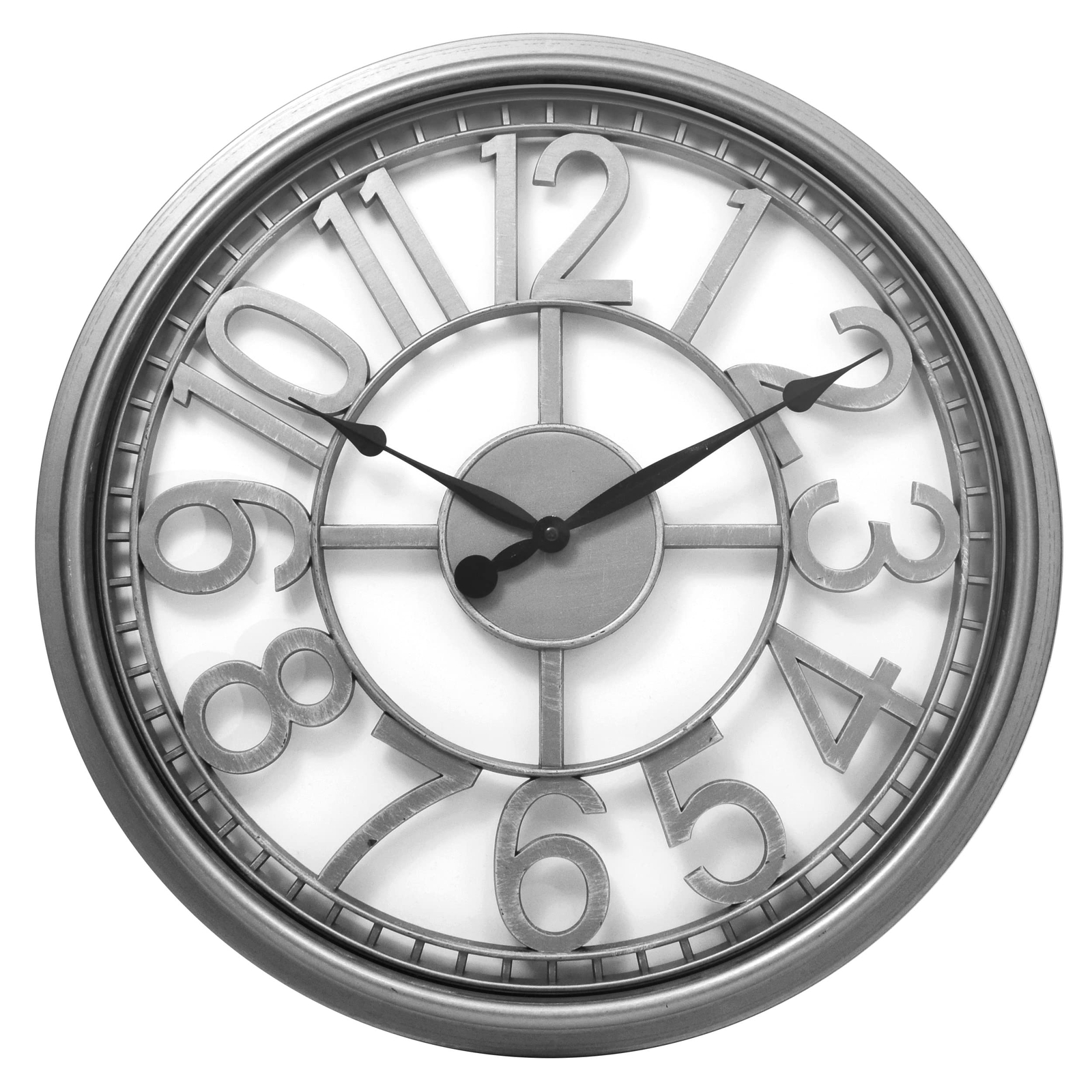 20inch Seethrough Wall Clock With Silver Case