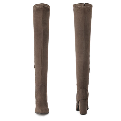 Damen Damen Mode Overknee Stiefel Party Sexy Blockabsatz Overknee Stiefel - Bild 21 von 24