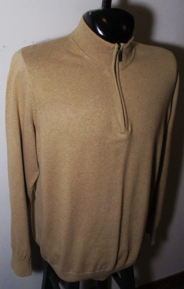L.L. BEAN Tan Cashmere Blend Long Sleeve 1/2 Zip Sweater Size XL Reg. - Image 3 of 4