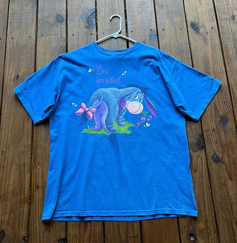Disney Pooh Damen XL Blau Eeyore Bee Spirited Kurzarm Tee T-Shirt Oberteil