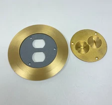 Hubbell 232A Brass Round Floor Box Duplex Cover - New Old Stock