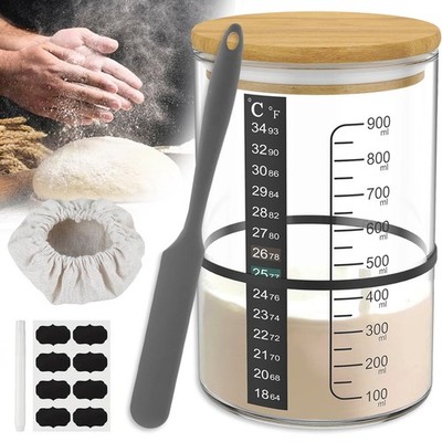 Sauerteig Starter Set mit Holzdeckel 900ml Sauerteig Glas Sourdough Starter Kit