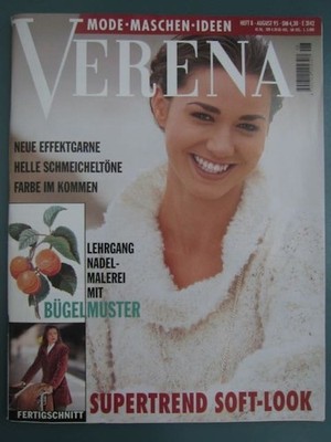 VERENA Mode Maschen Ideen Fertigschnitt Lange Jacke 08/95 Hobbybogen Bügelmuster
