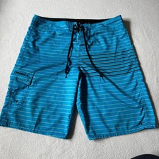 O Neill Men s Board Shorts Blue Stripe Size 34 Surf Swim Beach Swimsuit