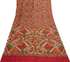 Sushila Vintage Indian Saree 100 Pure Silk Printed Soft Craft 5 Yard Fabric