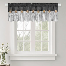 Farmhouse Cotton Linen Valances for Windows, Boho Kitchen Curtains Valances with