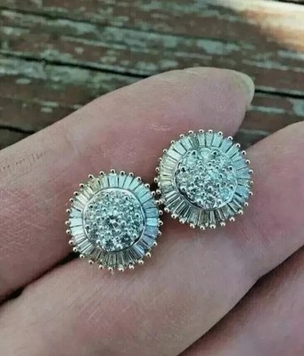 2 Ct Round Simulated Diamond Elegant Women Stud Earring 14k White Gold Plated