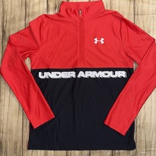 Boy  s Under Armour Red 1/4 Zip Up Heatgear Loose Fit Size Large