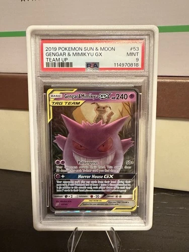 Gengar & Mimikyu GX 53/181 Tag Team Sun & Moon Mint PSA 9 Certified