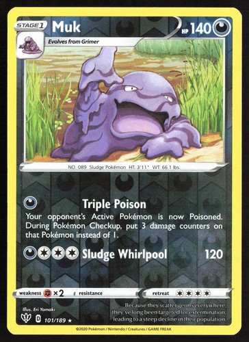 Pokemon Muk Reverse Holo SWSH03: Darkness Ablaze 101/189 NM