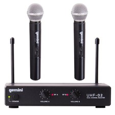 Gemini UHF-02M S12 Dual Wireless Handheld Microphone System - Ch 1 2 - DJ, ...