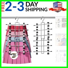 Skirt Pants Hangers with Clips Space Saving Hanging Closet Organizer 6 Tiers ...