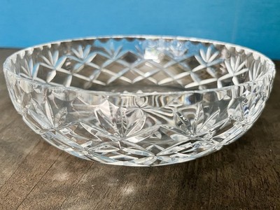Vintage geschliffene Kristallschale Crown Mark Starburst Sockel Kristall Servierschale 18 cm
